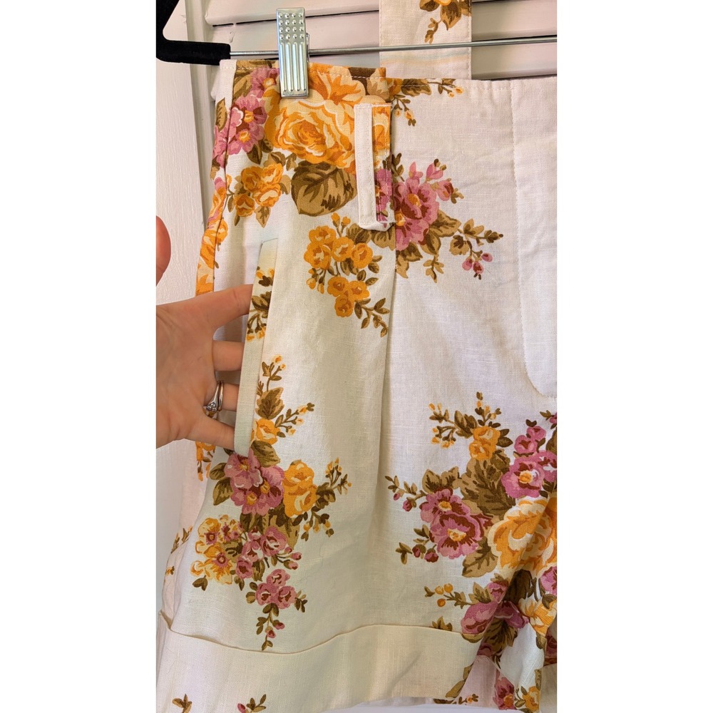 Sezane Women's Linen Shorts Paperbag Floral Belt US 8 / FR 40 - Picture 4 of 9